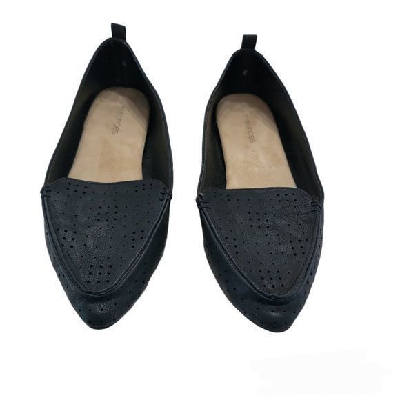 Maurices black suede flats pointed toe perforated size 7M - Picture 3 of 5